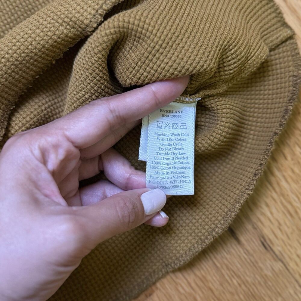 Everlane Women’s Organic Cotton Waffle Henley Long Sleeve Top Orange Brown S - Picture 7 of 16